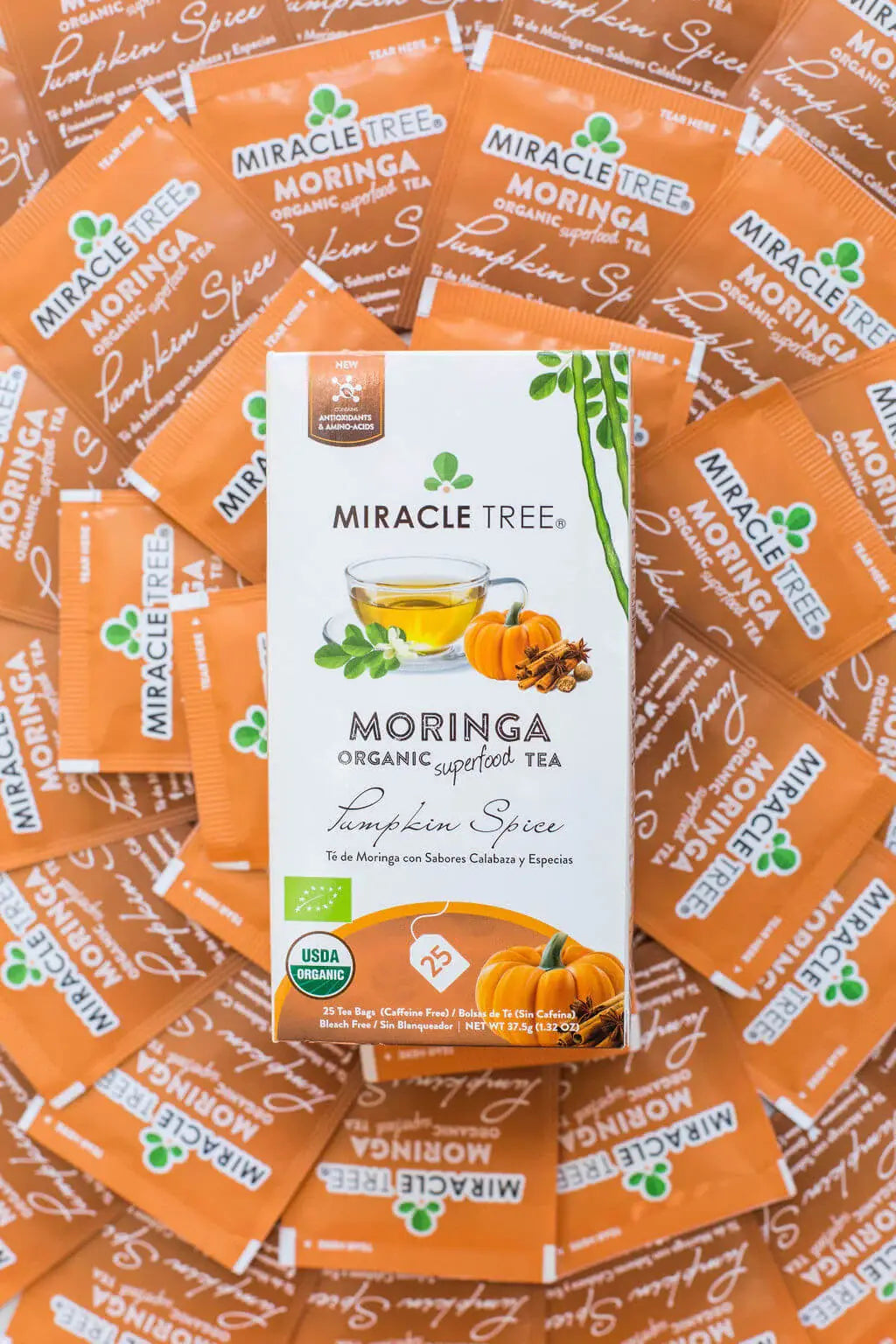 Organic Moringa Tea - Pumpkin Spice - Caffeine-Free Herbal Tea