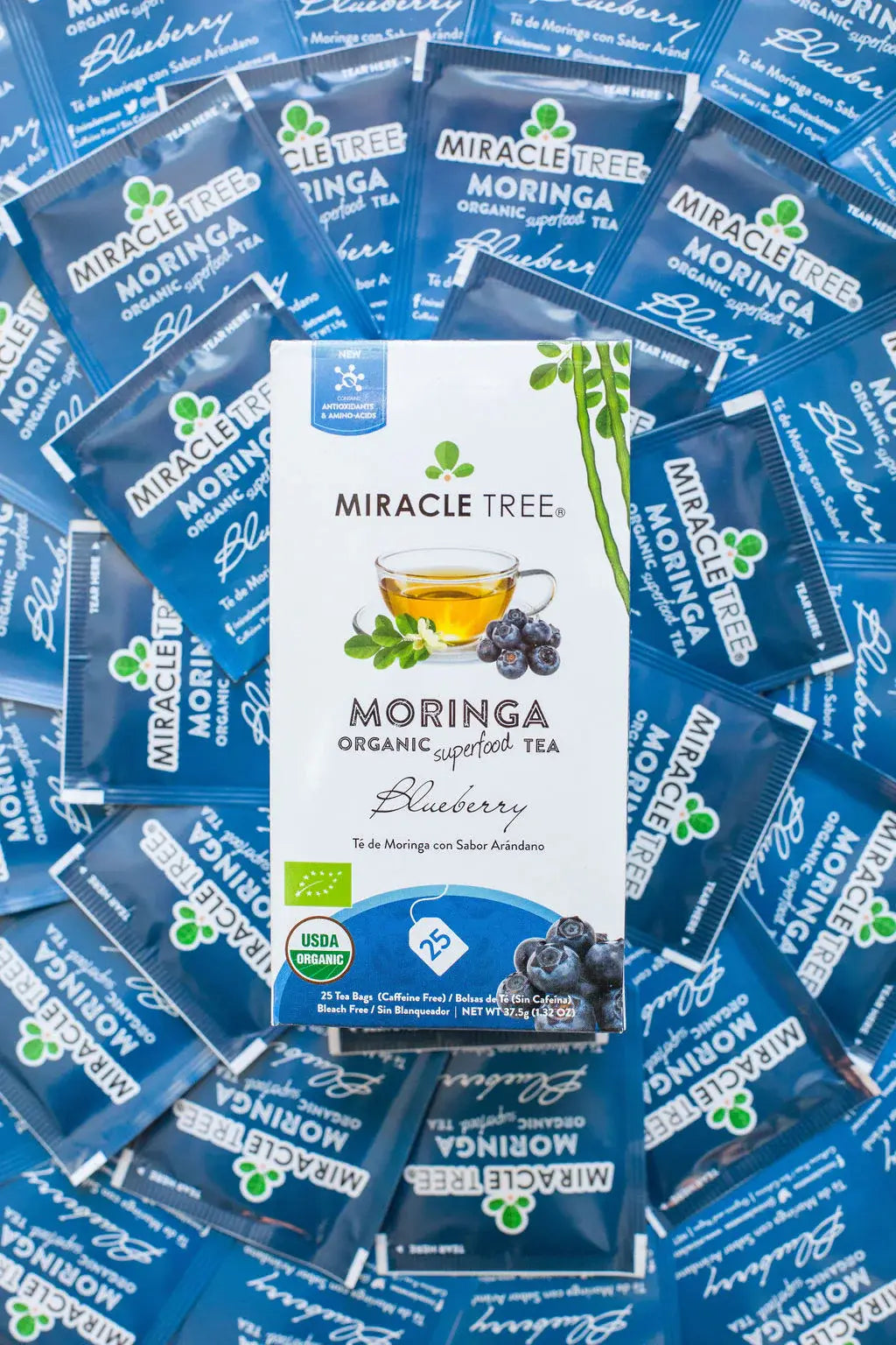 Organic Moringa Tea - Blueberry - Caffeine-Free Herbal Tea