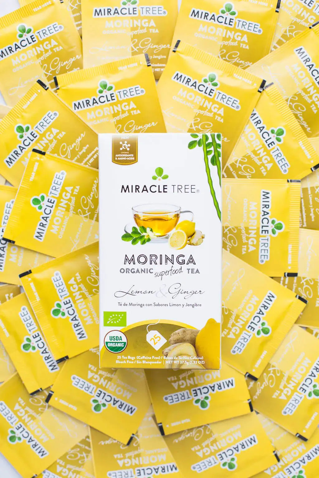 Organic Moringa Tea - Lemon & Ginger - Caffeine-Free Herbal Tea
