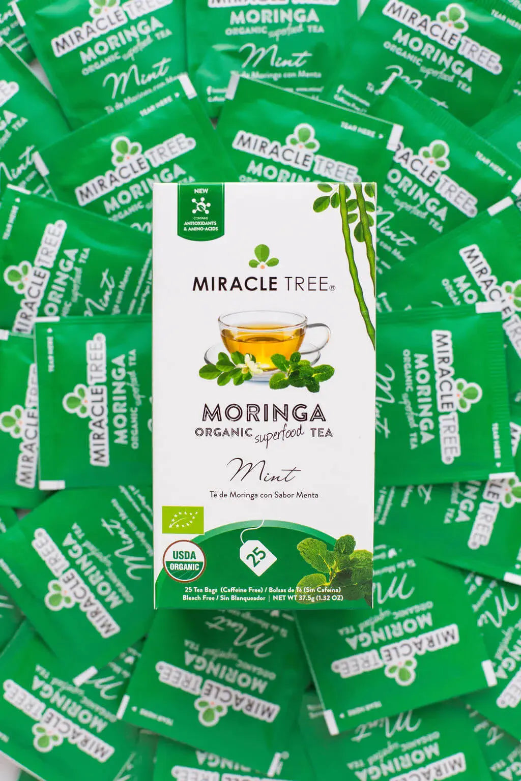 Organic Moringa Tea - Mint - Caffeine-Free Herbal Tea