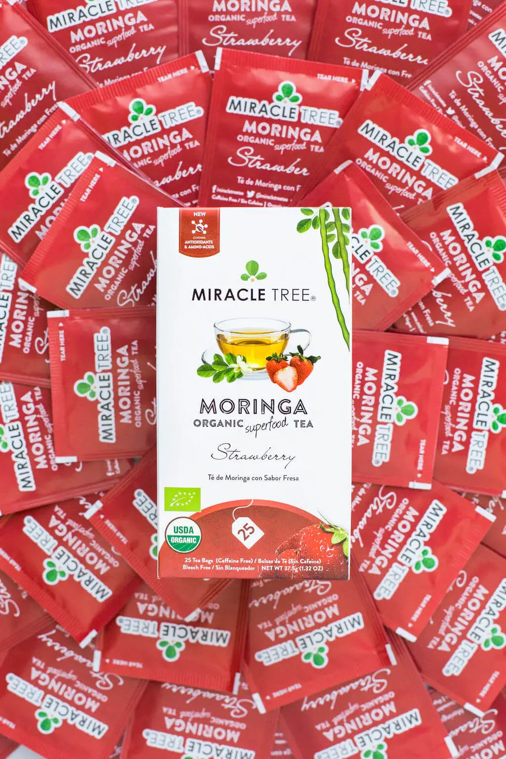 Organic Moringa Tea - Strawberry - Caffeine-Free Herbal Tea