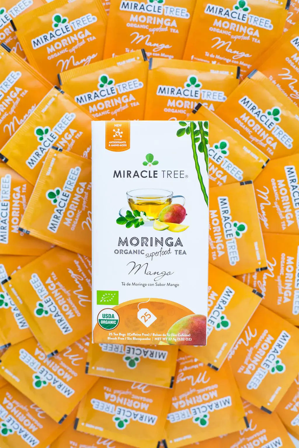 Organic Moringa Tea - Mango - Caffeine-Free Herbal Tea