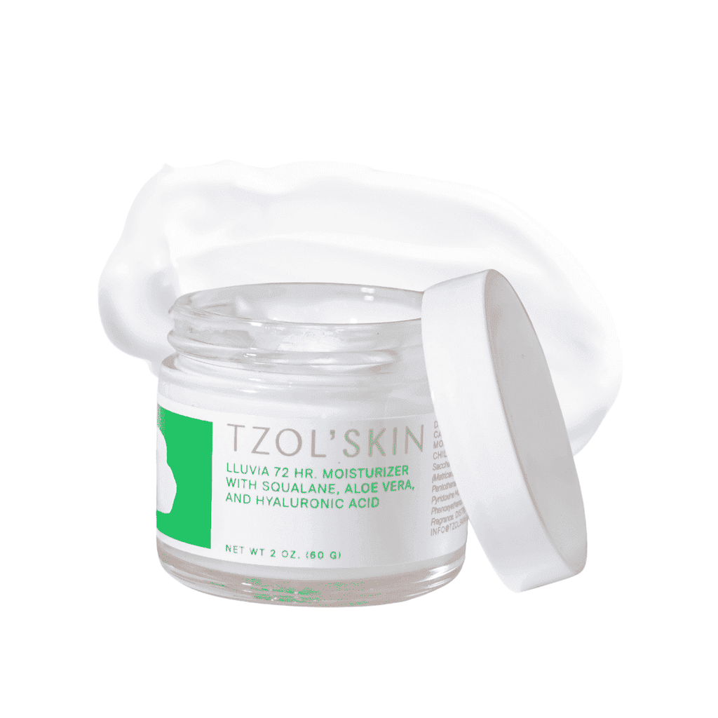 TZOL’SKIN Lluvia 72HR Moisturizer with squalane, aloe vera and hyaluronic acid, hydrating face cream for long-lasting moisture, skin hydration and dry skin care, 2 oz jar with rich white moisturizing cream
