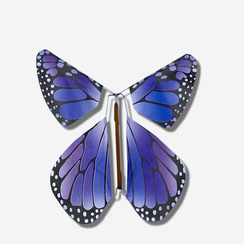 FLYING MAGIC BUTTERFLY® purple reusable flying butterfly toy with realistic monarch-style wings, interactive magic butterfly party favor, stocking stuffer, gift and surprise toy