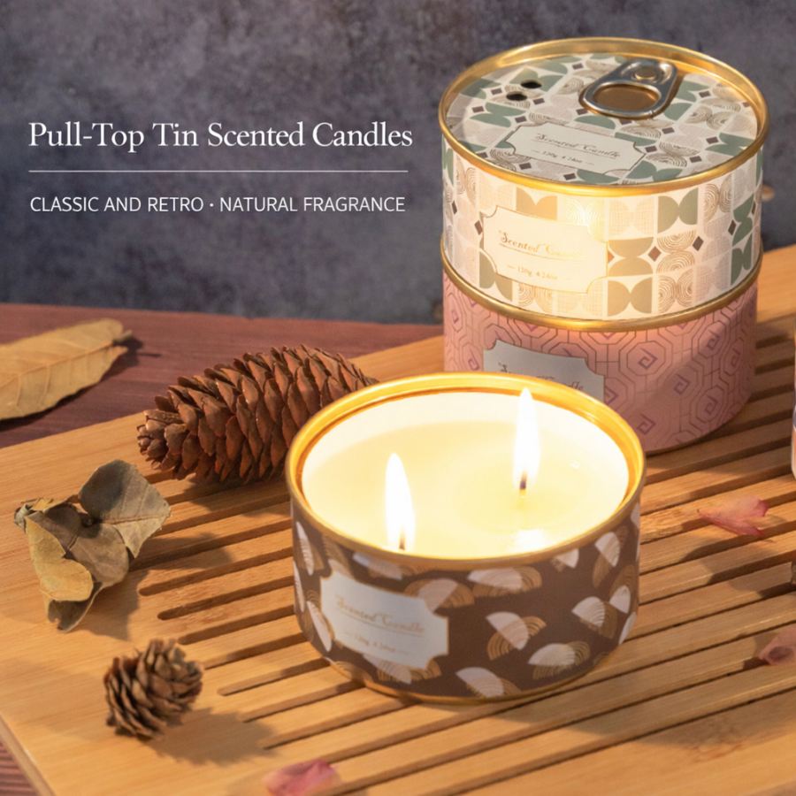 Vintage Canned Scented Candle, Handmade Soy Wax Candle with Light and Elegant Aroma, Clean and Low-Smoke Decorative Candle for Home Décor and Gift Giving