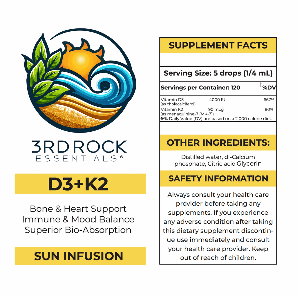 Vitamin D3 + K2 - Liquid Supplement (Chelated) — 1 fl oz
