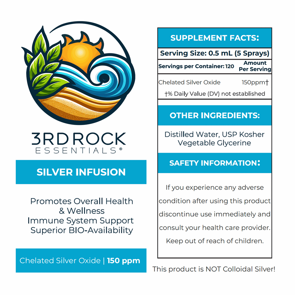 Silver Infusion 150 PPM Chelated Silver Oxide Supplement - 2 oz. Spray