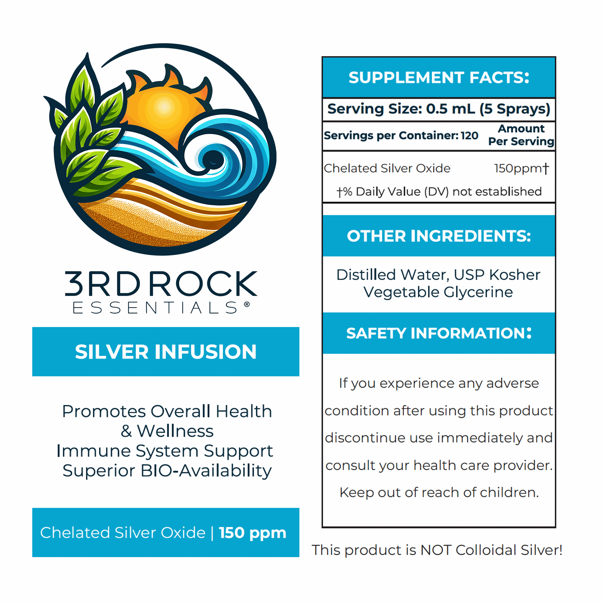 Silver Infusion 150 PPM Chelated Silver Oxide Supplement - 2 oz. Spray