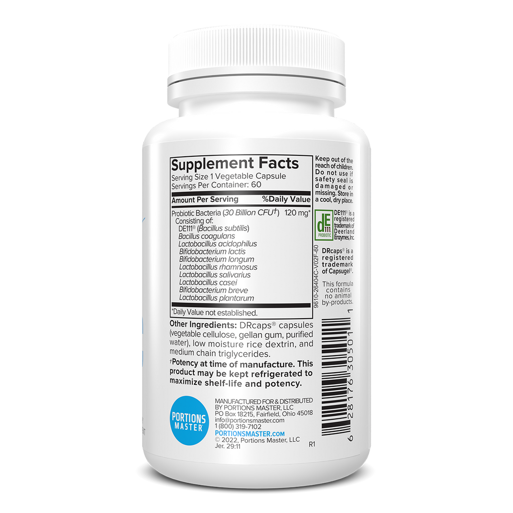 Portions Master 30 Billion Probiotic Plus Gastrointestinal Support (60 Count)