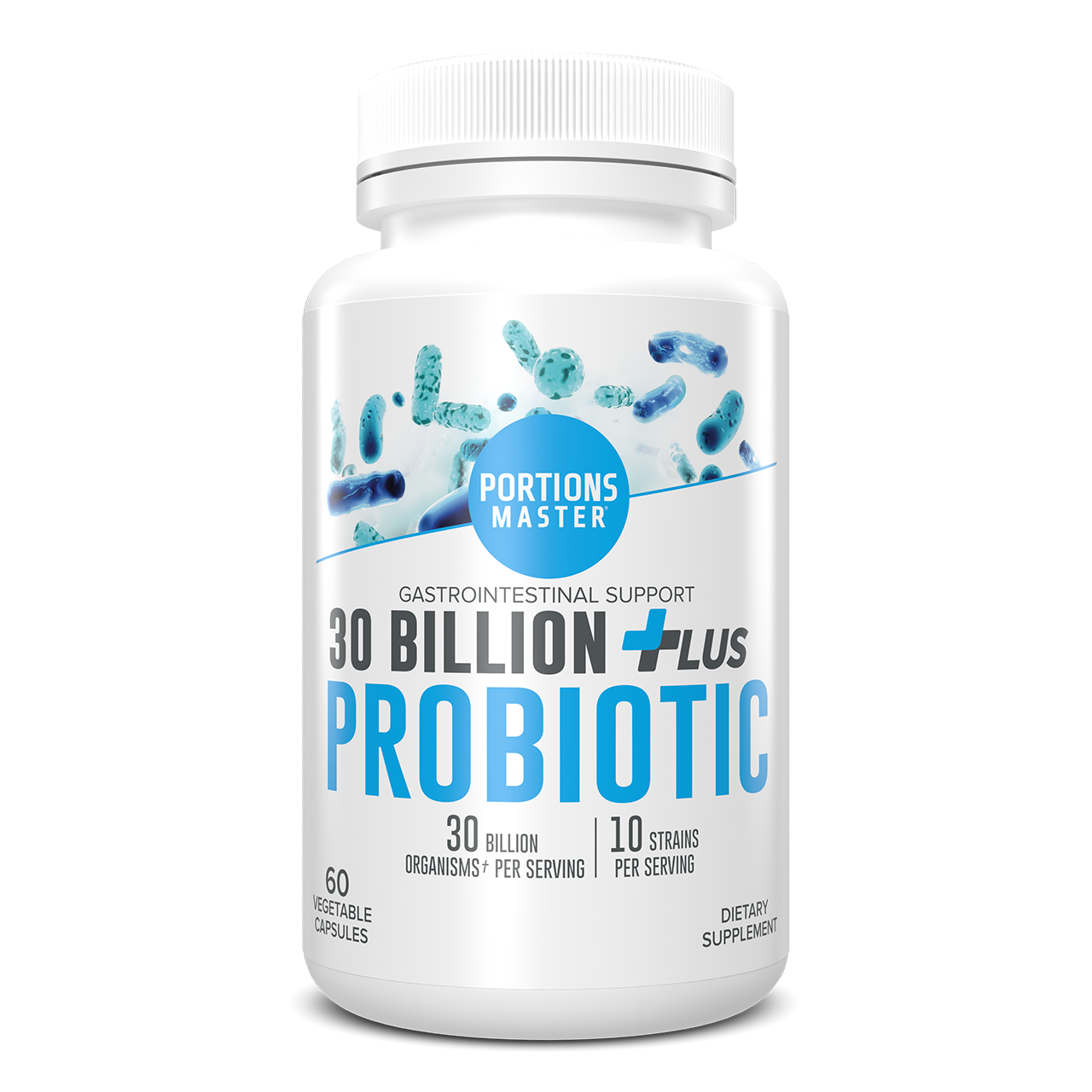Portions Master 30 Billion Probiotic Plus Gastrointestinal Support (60 Count)