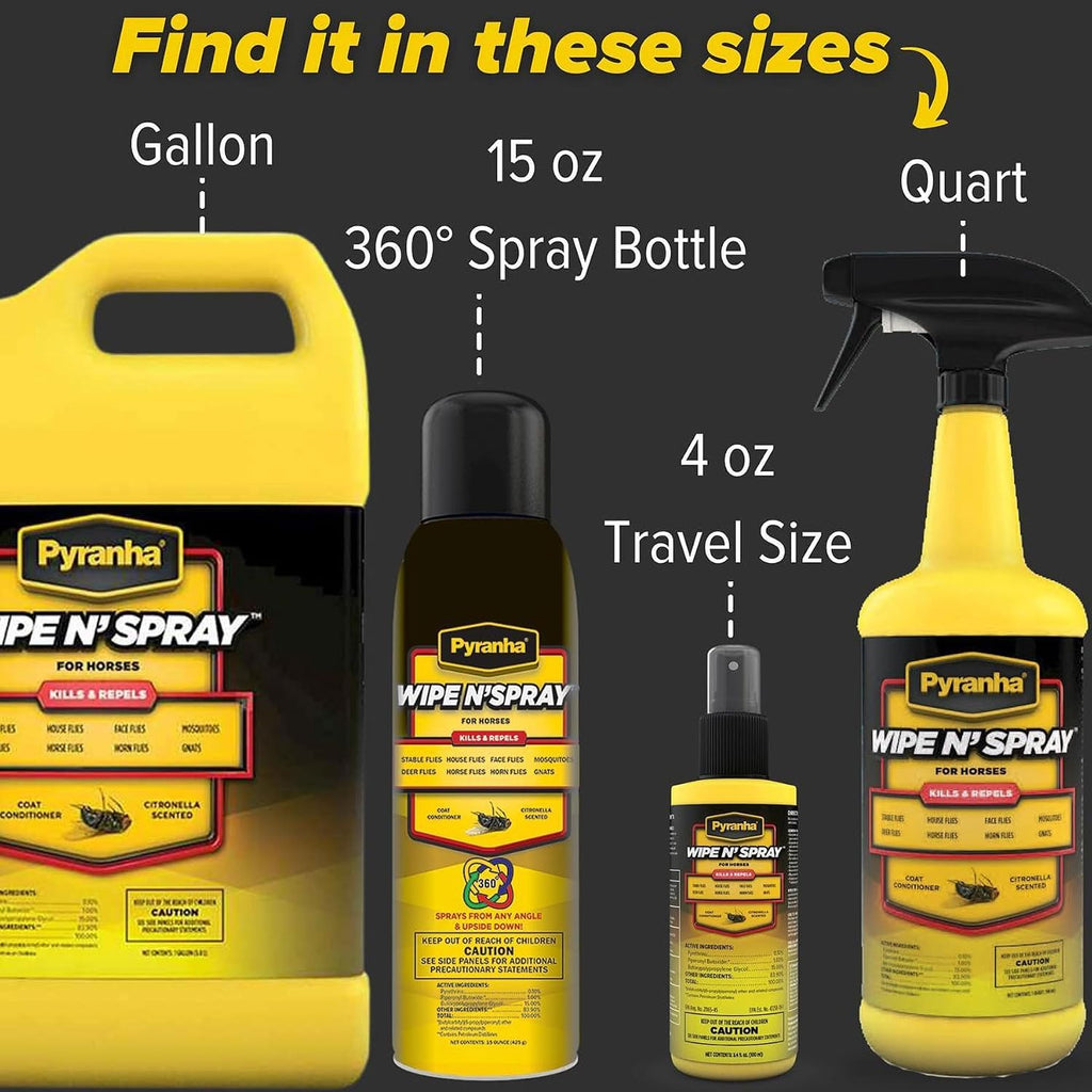 Cat Pyranha Horse Wipe N' Spray Rtu Citronella Equine Fly Protection 1 Gallon