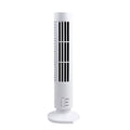 A white oscillating mini usb tower fan with black vent slats and a small control panel near the base, shown on a plain white background.