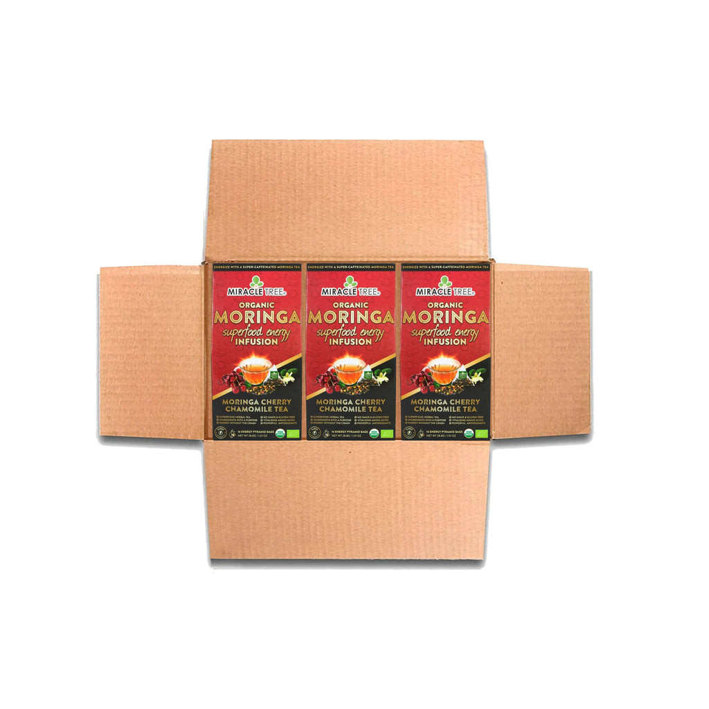 Organic Moringa Energy Tea - Cherry Chamomile - Natural Coffee Alternative