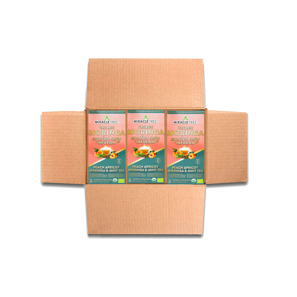 Organic Moringa Energy Tea - Peach Mint Apricot - Natural Coffee Alternative