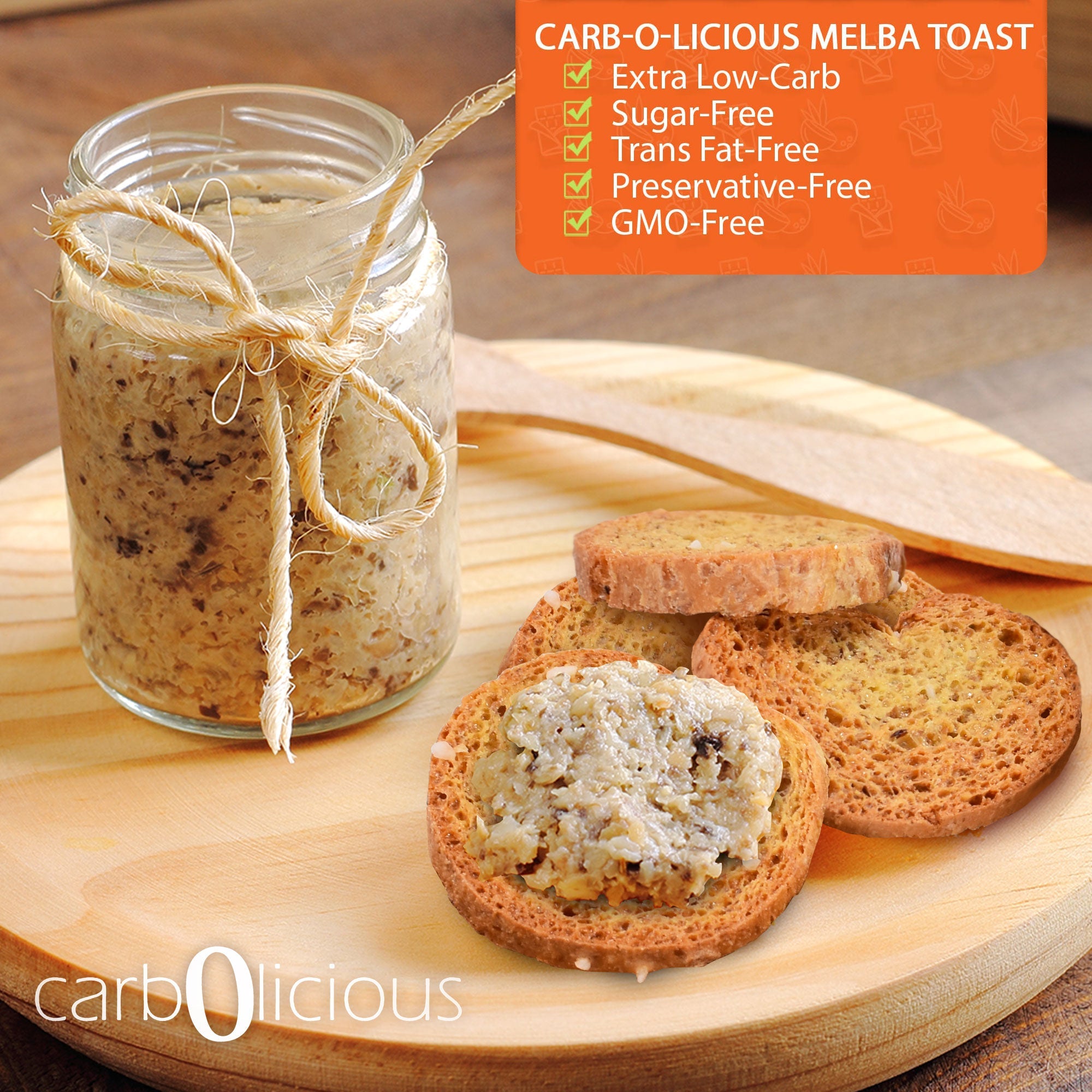 Carbolicious Melba Toast Low-Carb Sugar Free (Sea Salt) KETO Snack, 4oz - 1 Pack. Only 1 Carb for 8 Slices!