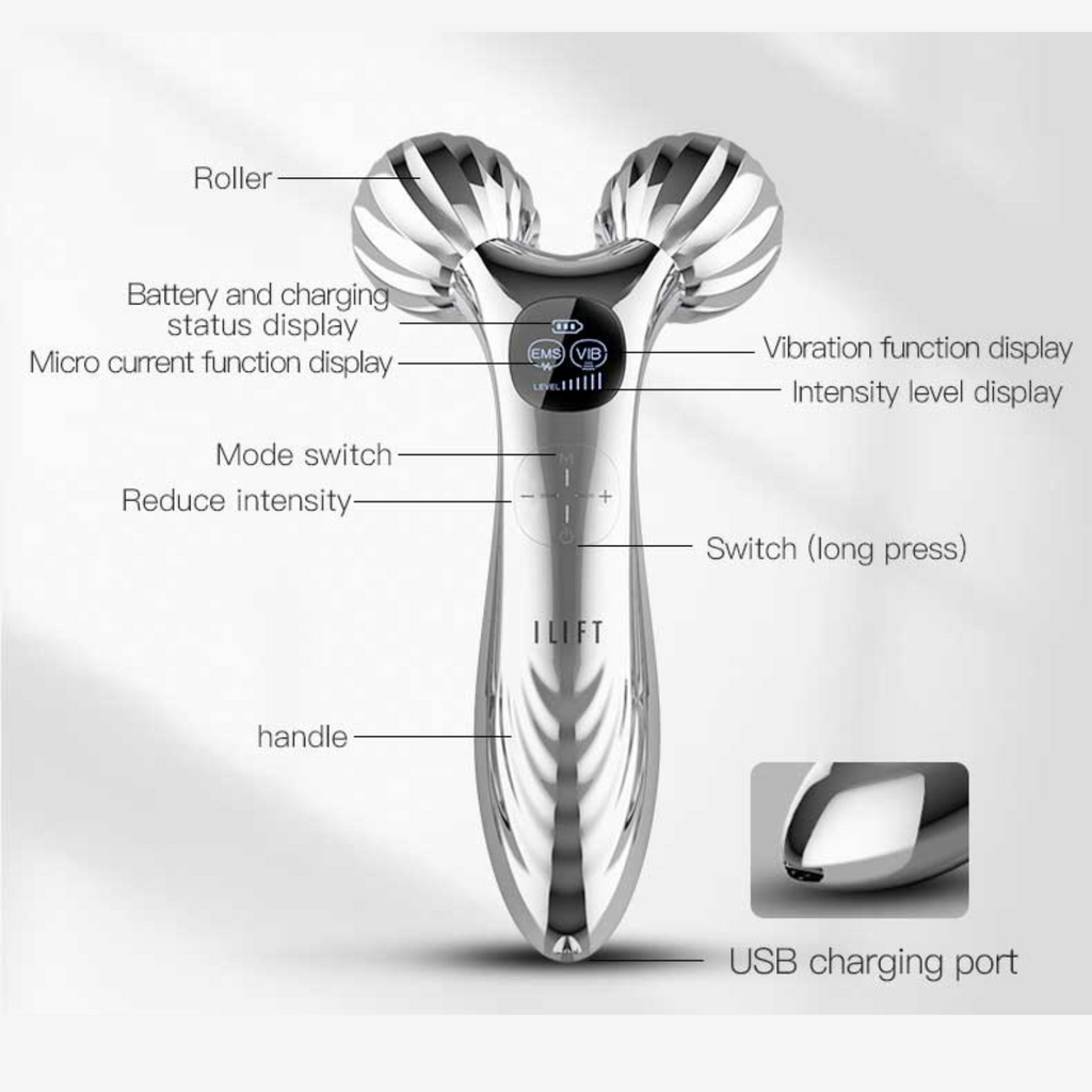 EMS + Vibrating 360 Roller Duel Tightening Face Lift Device