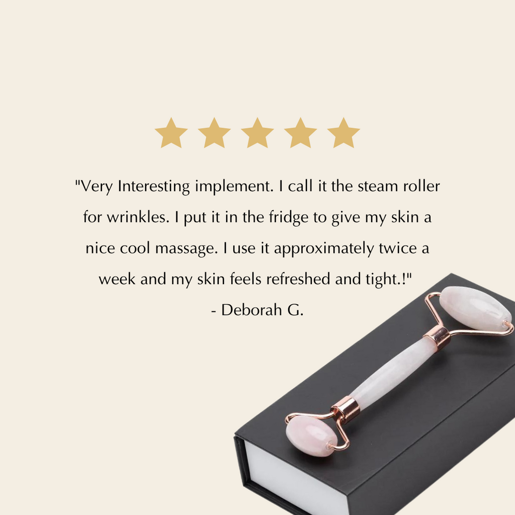 Rose Quartz Facial Roller – Dual-Ended Cooling Tool for Puffiness & Skin Radiance