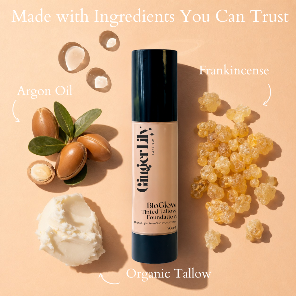 BioGlow Tinted Tallow Foundation - Moisturizer with Mineral Sun Protection