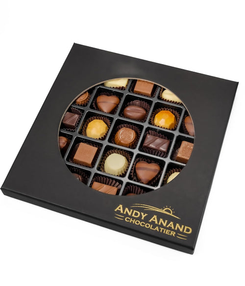 ANDY ANAND CHOCOLATIER Sugar Free Belgian Chocolate Truffles - Delicious Handmade Chocolate Assortments Gift Box, Sweetened With Natural Stevia, Perfect as Chocolate Gifts For Women (25 Pieces, 11.11 Oz)