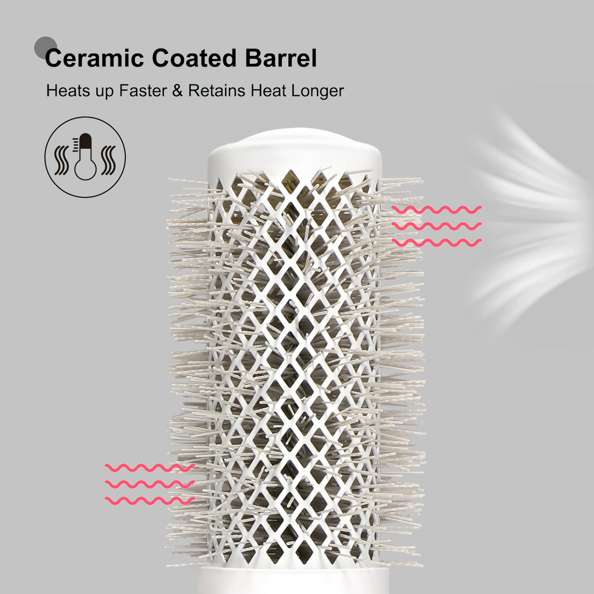 Eagle Fortress XL Ceramic + Ionic Round Hair Brush 1.69 in - Grey