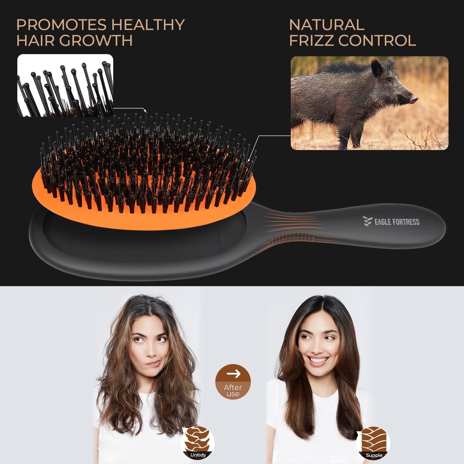Eagle Fortress Glidease Boar Hairbrush
