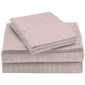 Folded gray bed sheets on a white background 4-Piece Set: Super-Soft 1600 Series Bamboo Embossed Bed Sheet