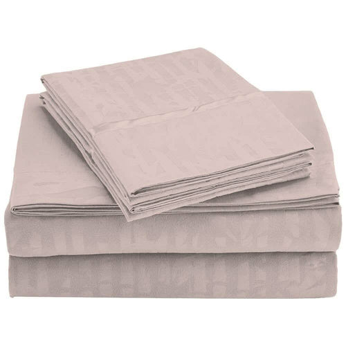 Folded gray bed sheets on a white background 4-Piece Set: Super-Soft 1600 Series Bamboo Embossed Bed Sheet