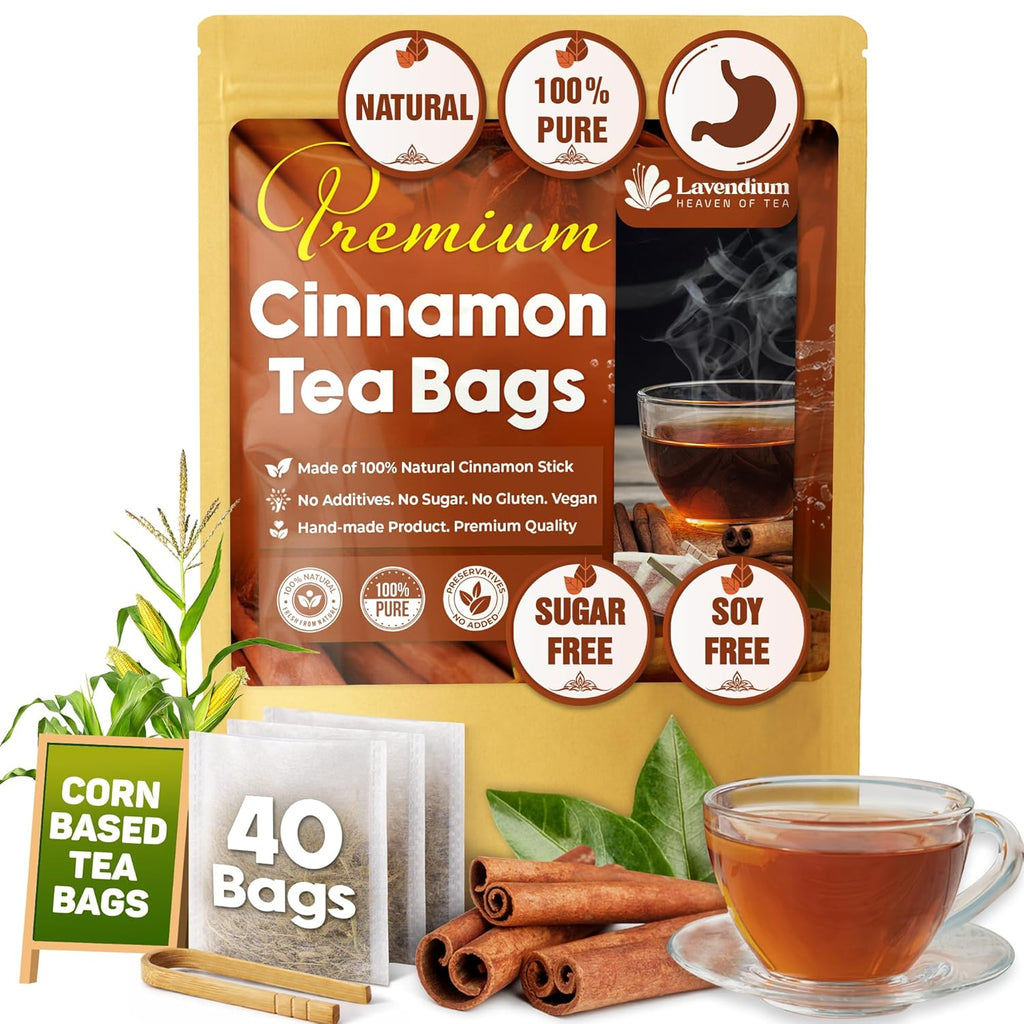 Natural Cinnamon Leaves, Whole Dried Cinnamon Leaves, Tea Bags, 100% Pure from Dried Cinnamon Leaves, Cinnamon Leaf Tea, No Additives, No Caffeine, Vegan