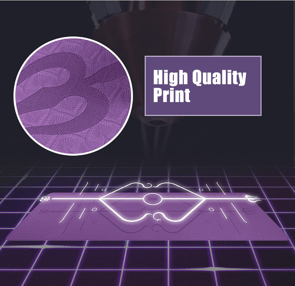 Purple graphic design with high quality print text and close-up of texture.