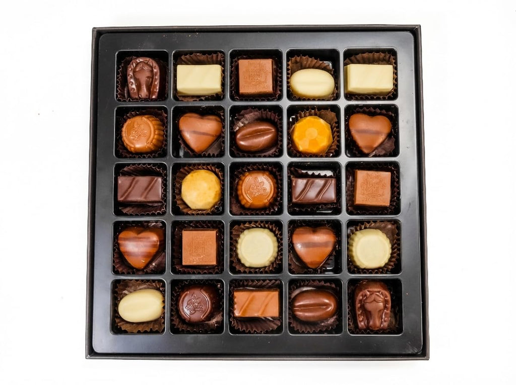 ANDY ANAND CHOCOLATIER Sugar Free Belgian Chocolate Truffles - Delicious Handmade Chocolate Assortments Gift Box, Sweetened With Natural Stevia, Perfect as Chocolate Gifts For Women (25 Pieces, 11.11 Oz)