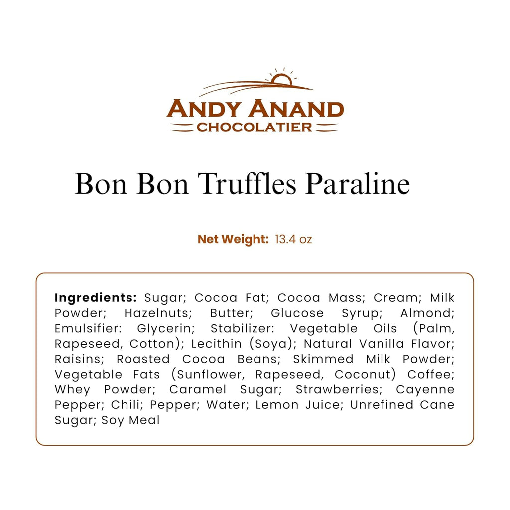 Chocolate Truffles Bon Bon Praline Box – Gourmet Chocolate Gift, Made with 60% Chocolate (Cocoa Butter)