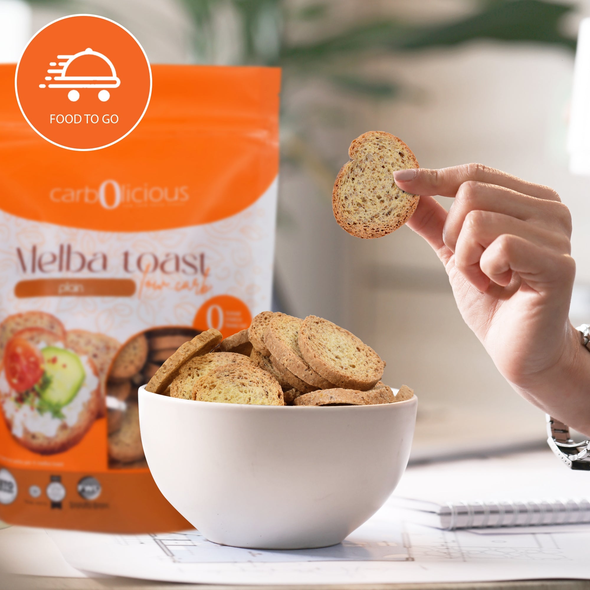 Carbolicious Melba Toast Low-Carb Sugar Free (PLAIN) KETO Snack, 4oz - 1g Net carbs per 8 slices