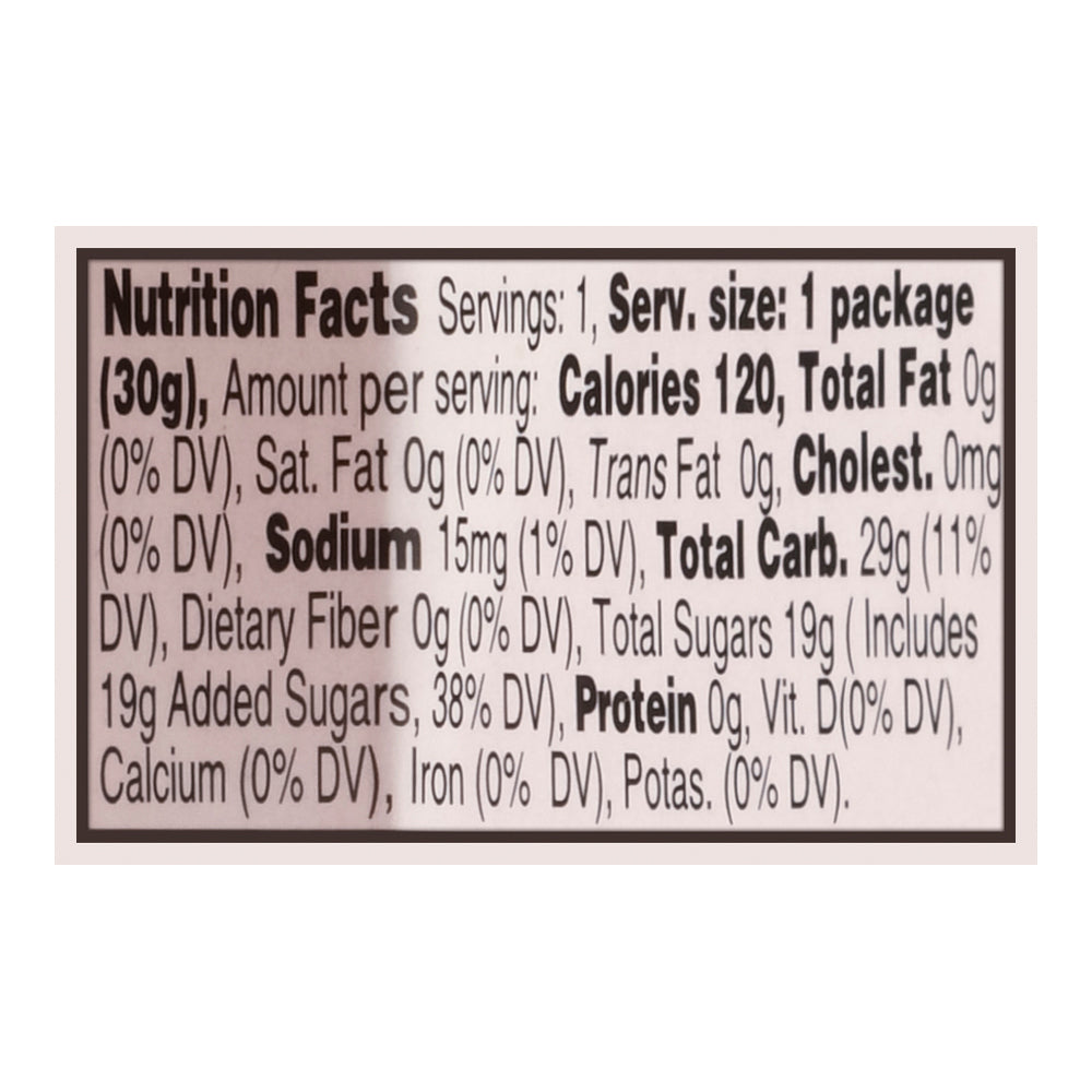 Nutrition Facts label for Kidsmania Watermelon Flip Phone Pop candy showing serving size, calories, total fat, sodium, carbohydrates, total sugars, added sugars, protein, and daily value percentages on a white background.