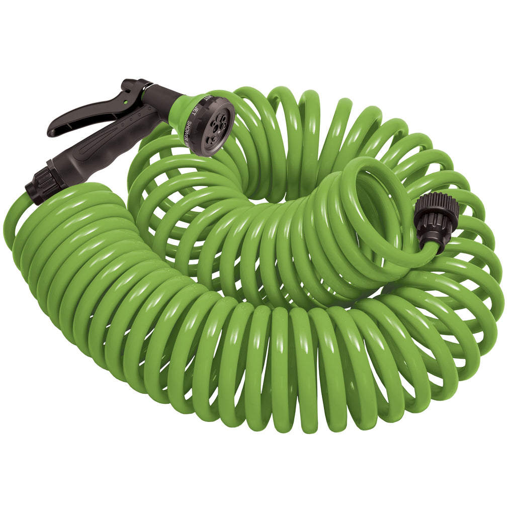 50 Foot Coil Hose with ABS threads and 8 Pattern Nozzle | 27389