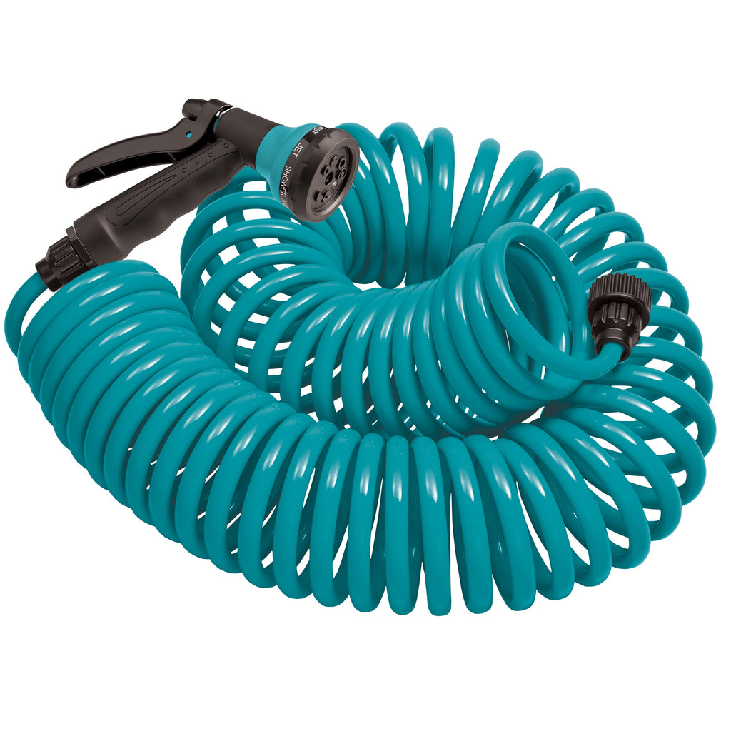 50' Blue Coil Hose w/8-Pattern Plastic Nozzle 27436