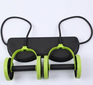 Black and green fitness equipment on a white background