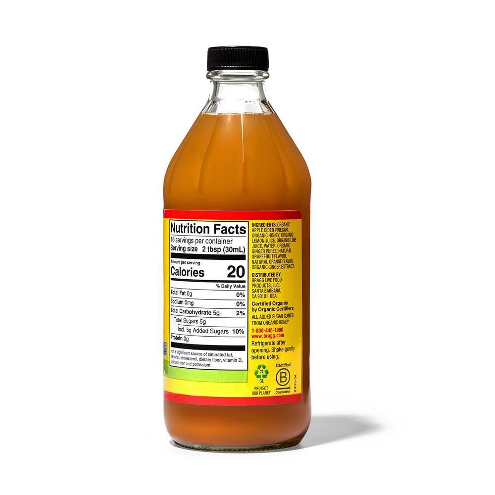 Bragg Organic Flavored Apple Cider Vinegar with the Mother – Raw & Unfiltered, 16 fl oz