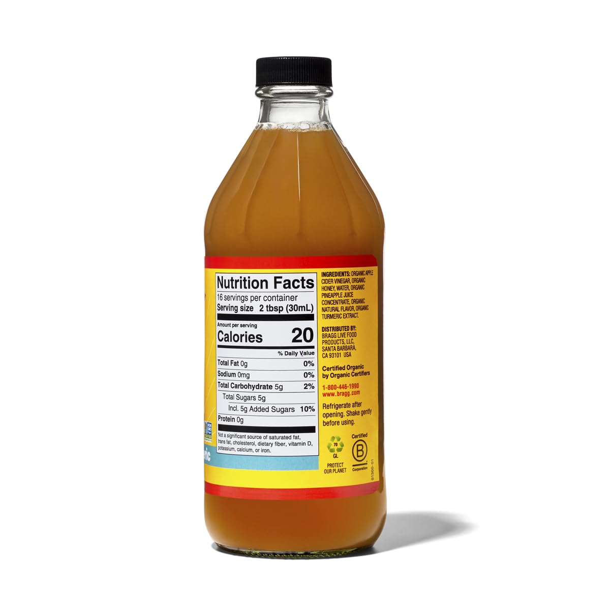 Bragg Organic Flavored Apple Cider Vinegar with the Mother – Raw & Unfiltered, 16 fl oz
