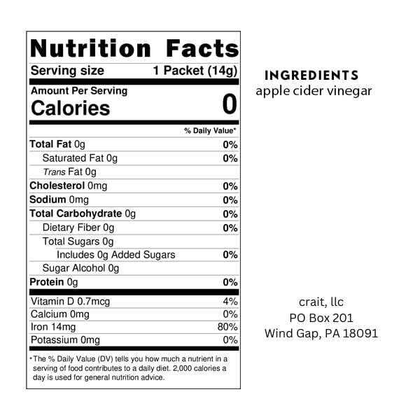 Crait Apple Cider Vinegar Single Serve Packets with the Mother – 50 Pack