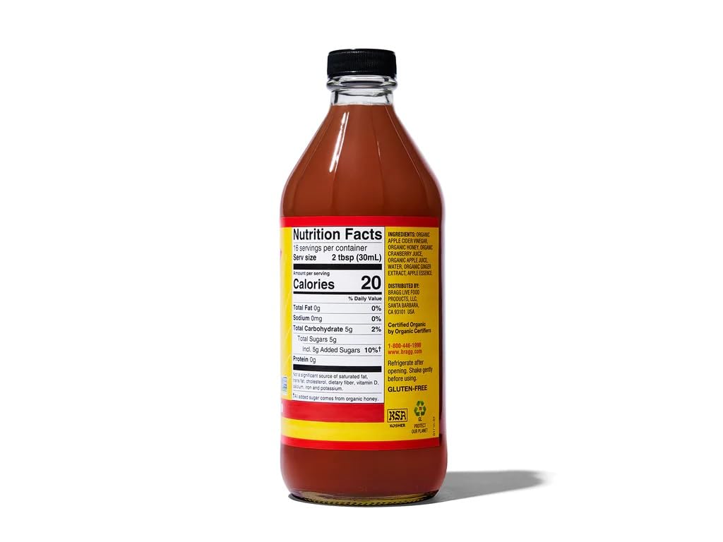 Bragg Organic Flavored Apple Cider Vinegar with the Mother – Raw & Unfiltered, 16 fl oz