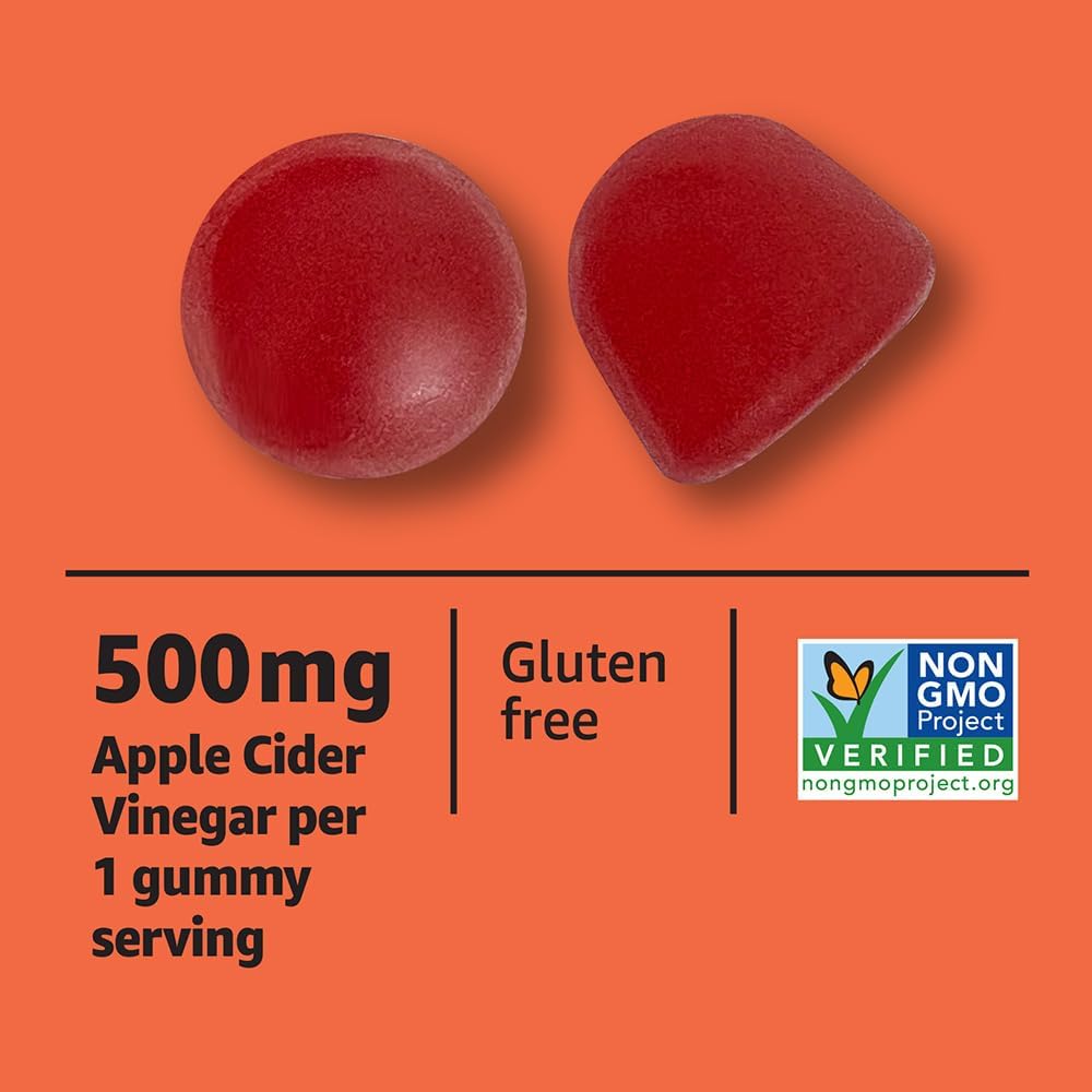 Amazon Basics Apple Cider Vinegar Gummies with Vitamin B12 – 500 mg, 60 Count