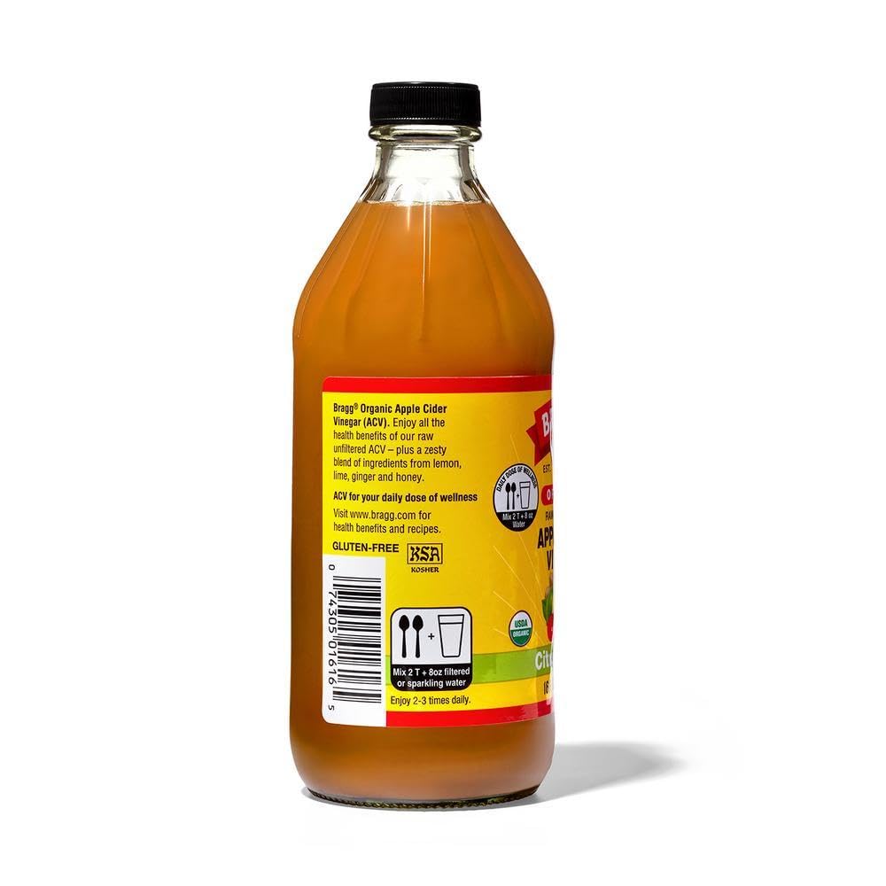 Bragg Organic Flavored Apple Cider Vinegar with the Mother – Raw & Unfiltered, 16 fl oz
