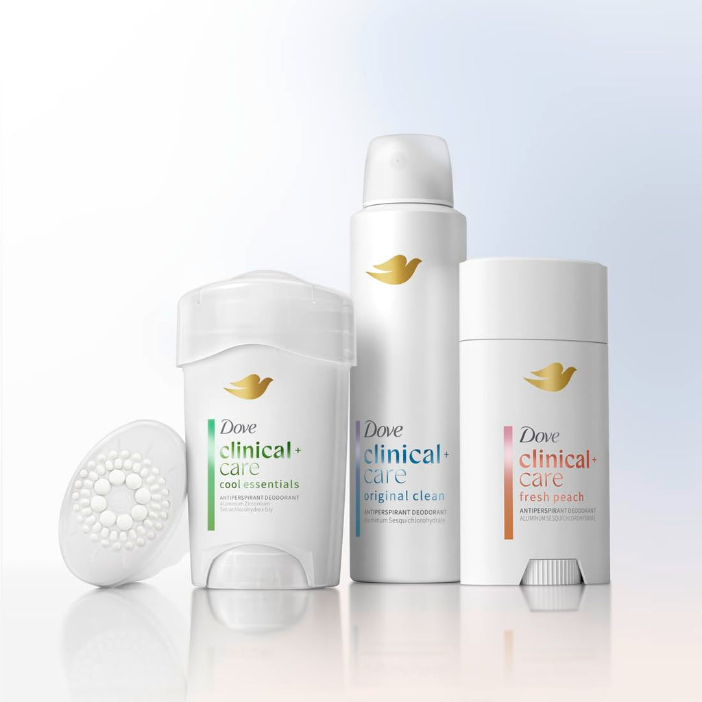 Dove Clinical + Care Antiperspirant Deodorant Invisible Solid Stick for Women Fresh Peach with Nourishing Serum 2.6 oz