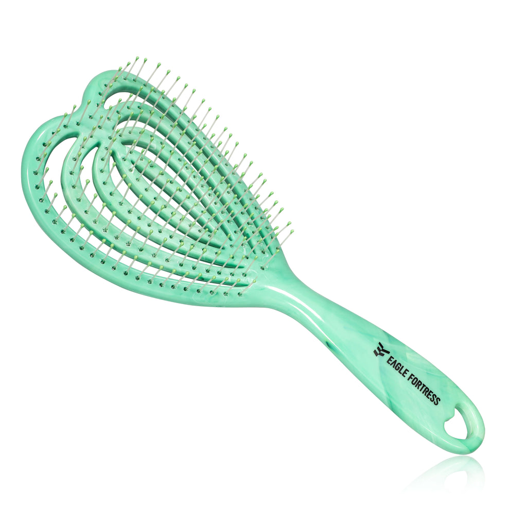 Eagle Fortress Curved Vented Hair Brush Green