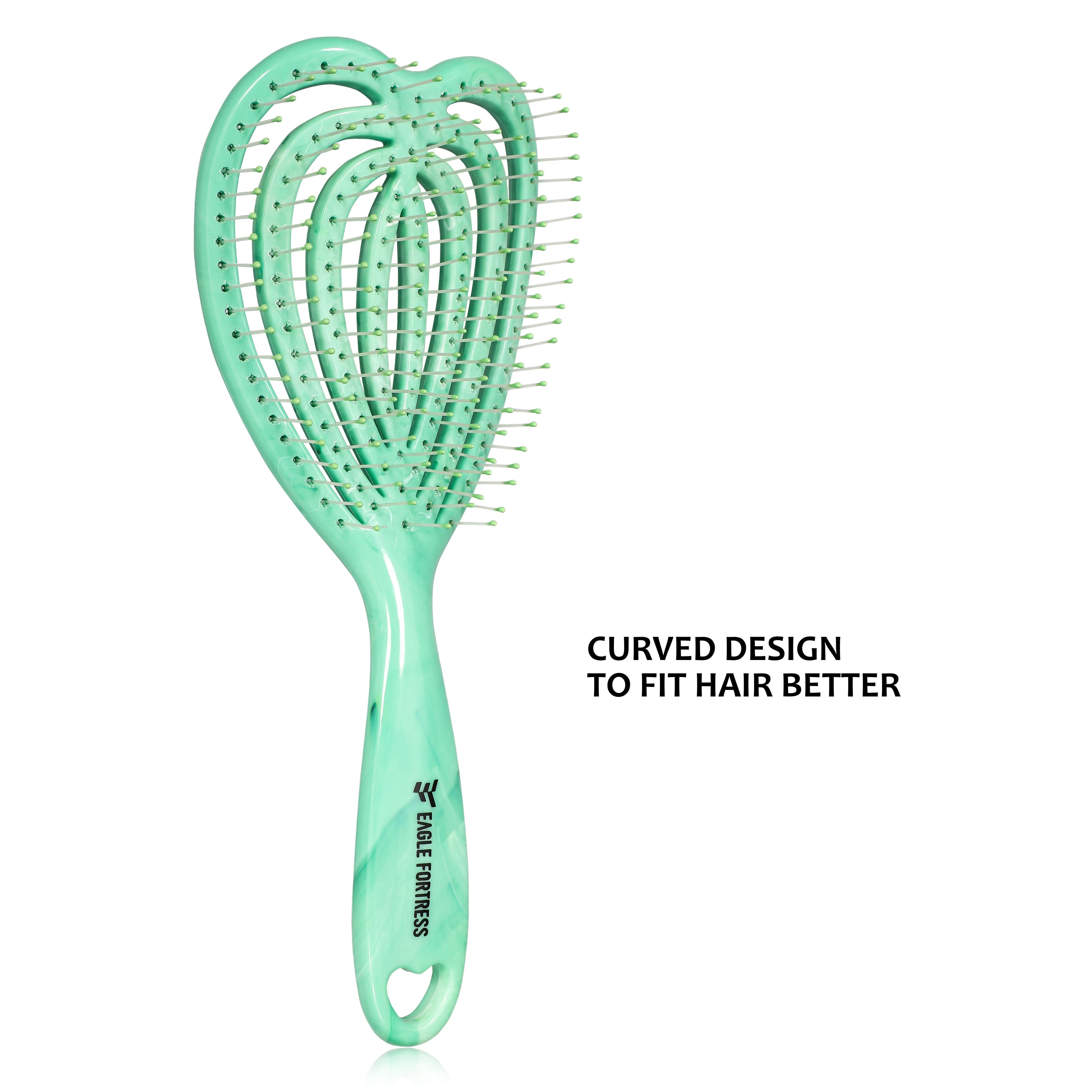 Eagle Fortress Curved Vented Hair Brush Green