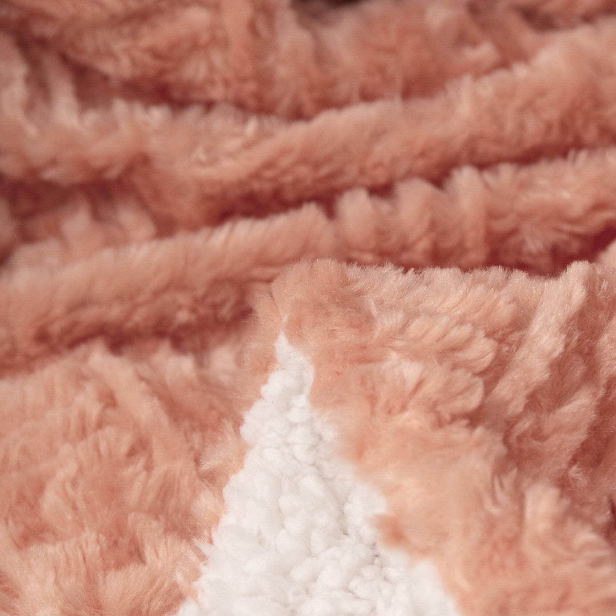 DaDa Bedding Coral Peach Rose Faux Fur Sherpa Throw Blanket