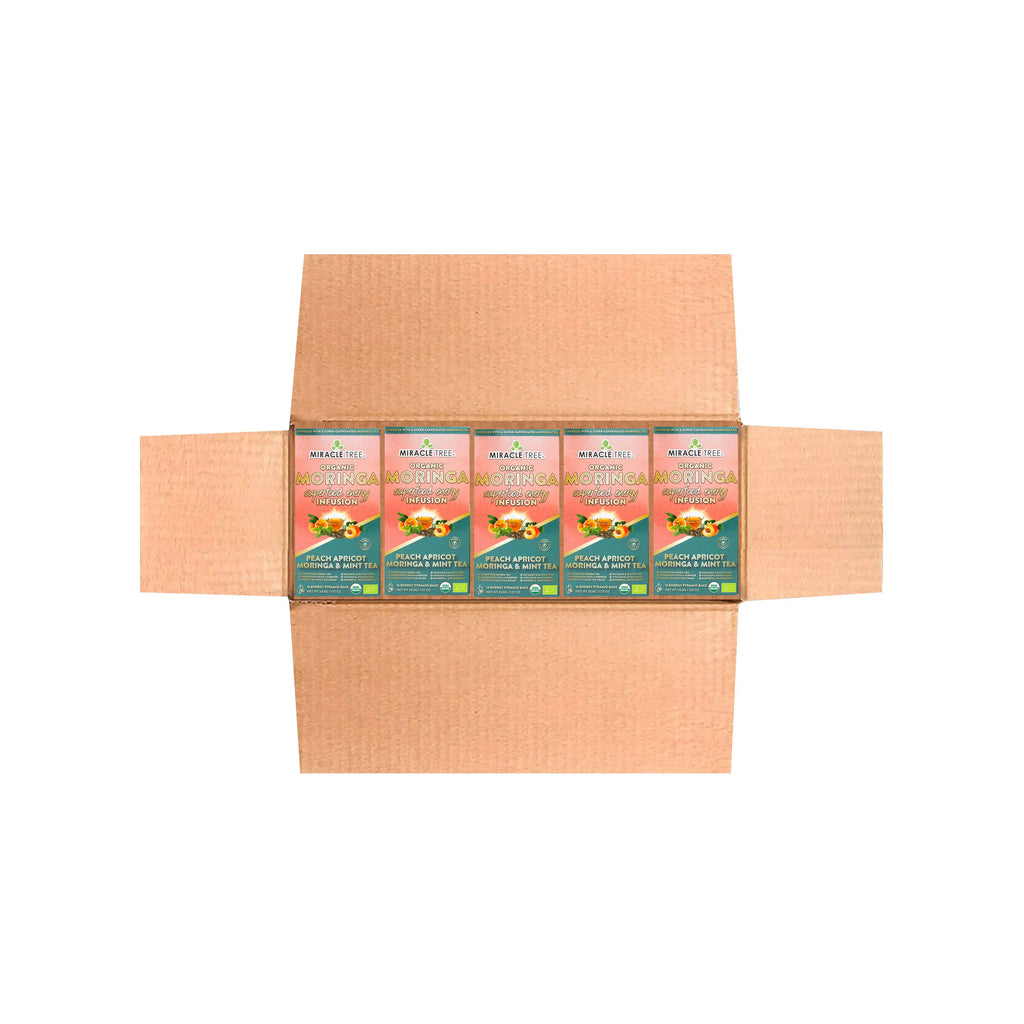 Organic Moringa Energy Tea - Peach Mint Apricot - Natural Coffee Alternative