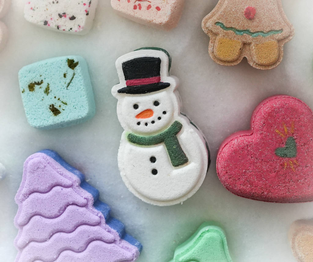 Snowman Peppermint Mocha Handpainted Bathbomb Christmas