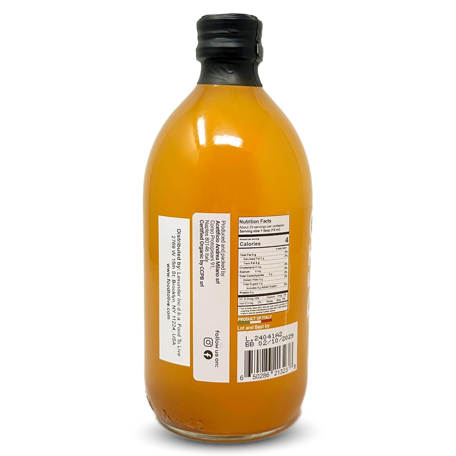Andrea Milano Organic Apple Cider Vinegar with the Mother – 16.9 oz