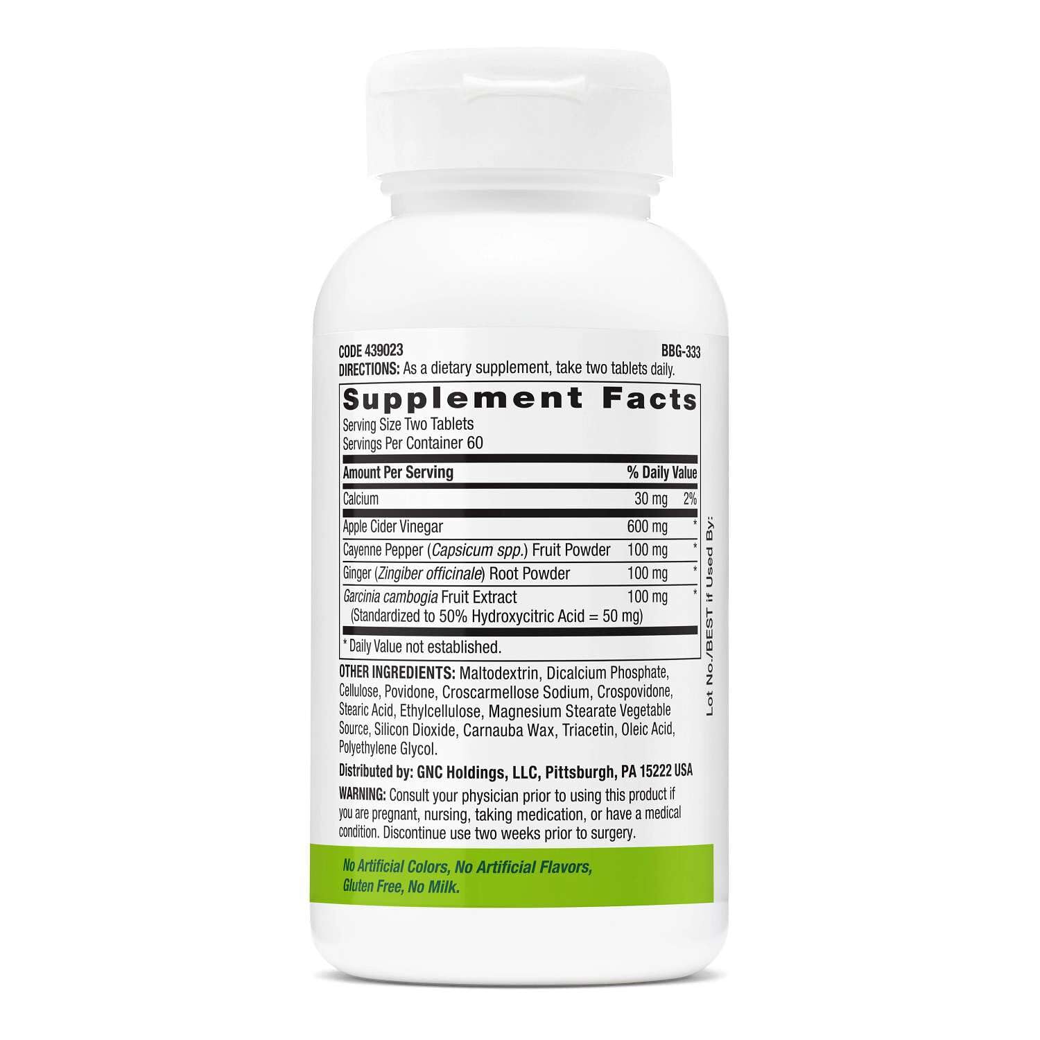 GNC SuperFoods Apple Cider Vinegar with Ginger & Cayenne – 120 Tablets